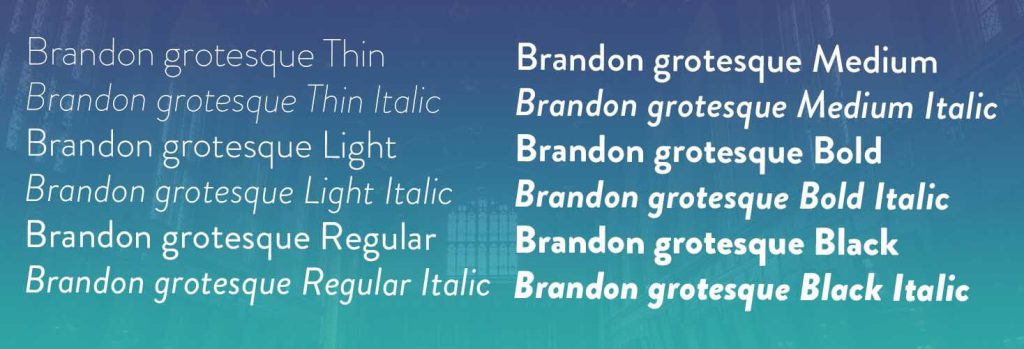 Brandon grotesque fonts family view